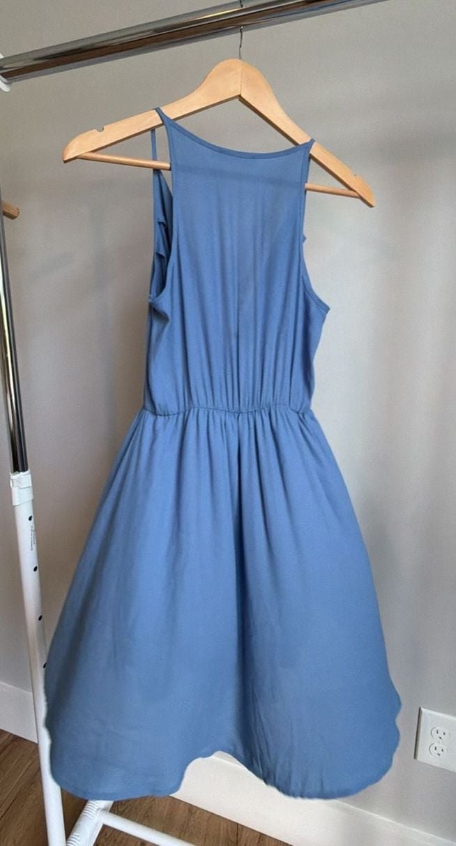 Lush Blue Draped Cowl Neck Sleeveless Dress Size XS 5