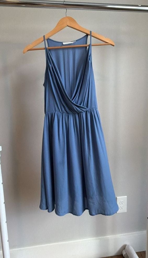 Lush Blue Draped Cowl Neck Sleeveless Dress Size XS 4