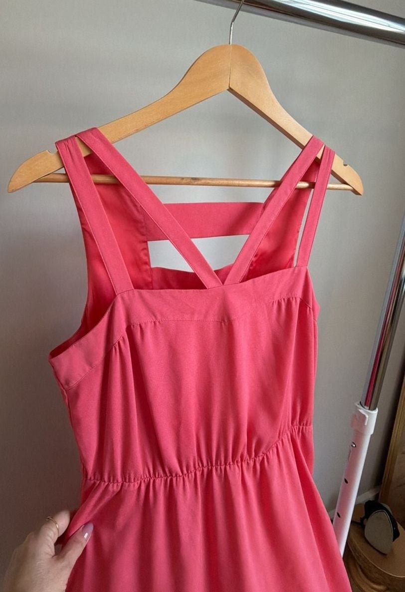 Gianni Bini Sleeveless A-Line Dress Pink Size M Asymmetrical Hem Keyhole Back 3