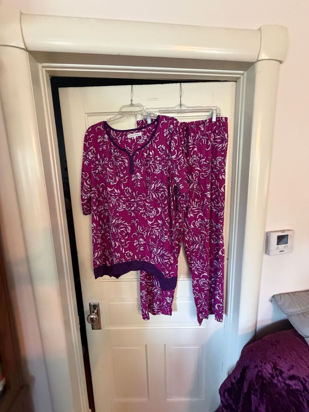 Carole Hochman French Scrolls Sueded Jersey 2-Piece Pajama Set 1