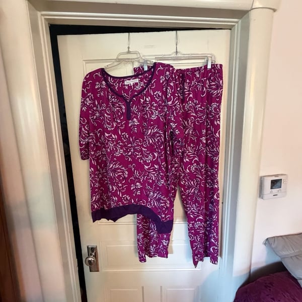 Carole Hochman French Scrolls Sueded Jersey 2-Piece Pajama Set