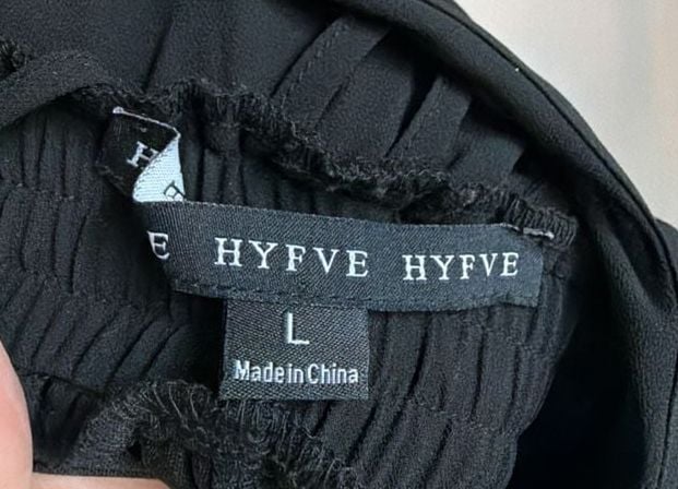 HYFVE Black Chiffon Romper With Striped Open Back 9