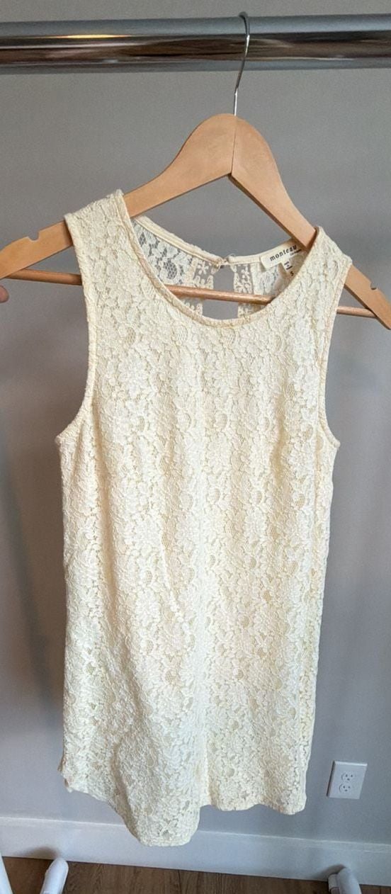 Monteau Los Angeles Cream Lace Dress Size S 2