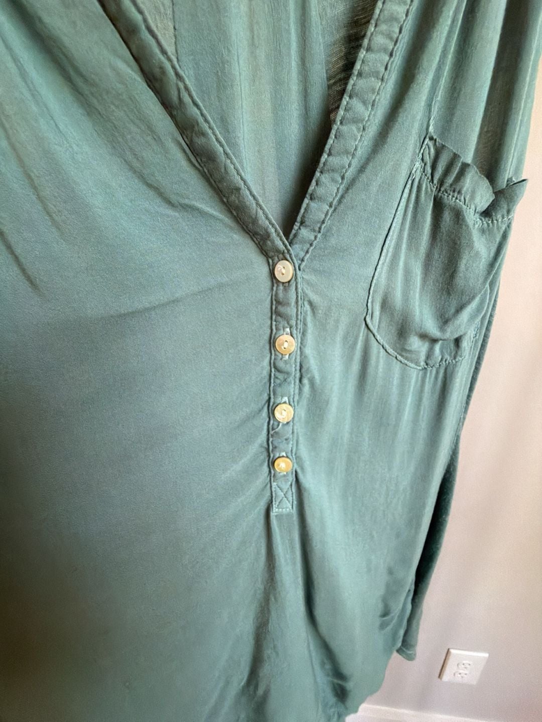 Lucky Brand Green Sleeveless Button Front Tank Top with Pocket Size S 4