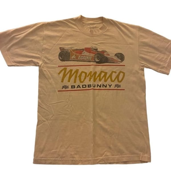 Bad Bunny Most Wanted Tour Monaco Race Car Cream T-Shirt