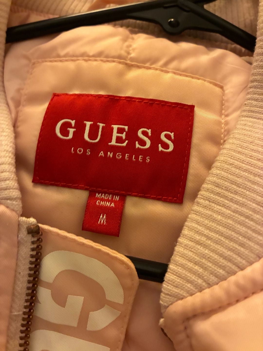 GUESS Los Angeles Women's Pink Satin Bomber Jacket Size M 4