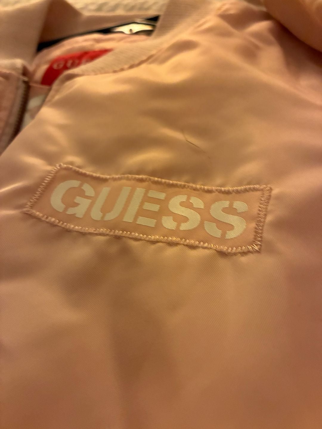 GUESS Los Angeles Women's Pink Satin Bomber Jacket Size M 5