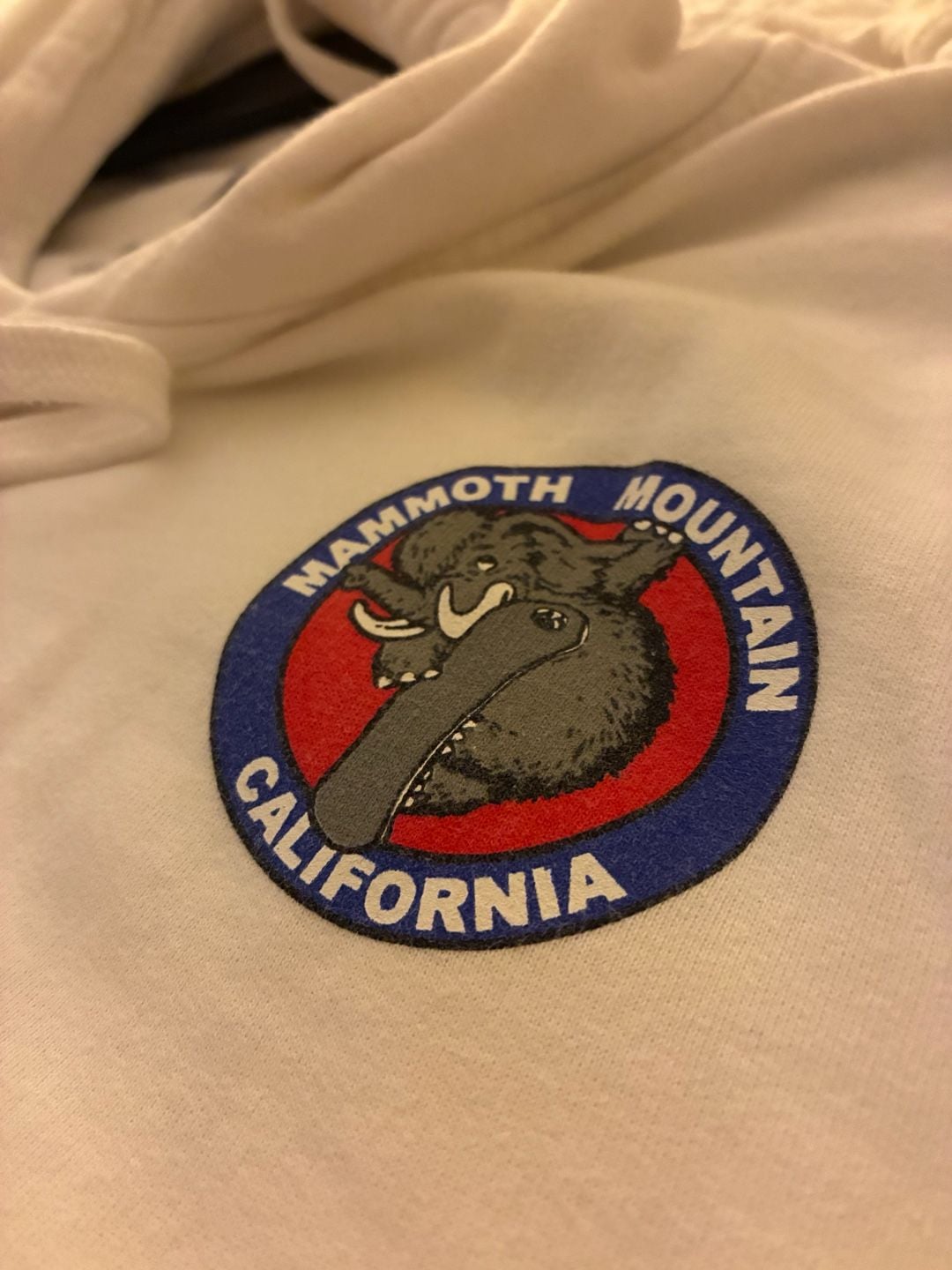Mammoth Mountain White Hoodie with Sleeve Print and Chest Patch Size M 3