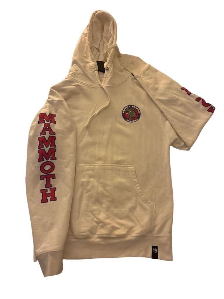 Mammoth Mountain White Hoodie with Sleeve Print and Chest Patch Size M 2