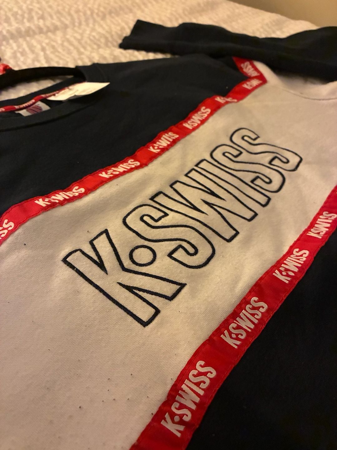 K-Swiss Big Print Tape Spellout Crewneck Pullover Sweatshirt Medium 3