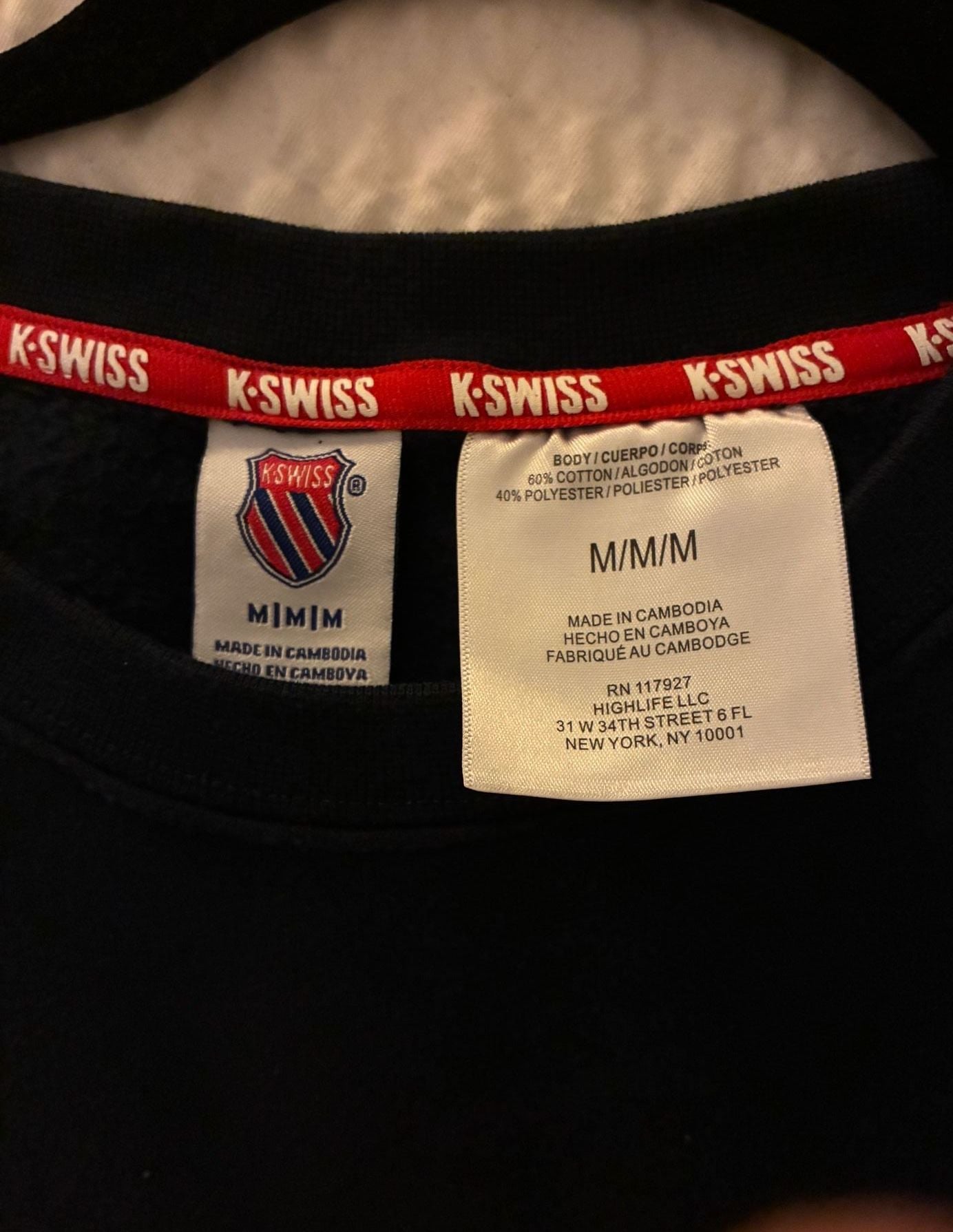K-Swiss Big Print Tape Spellout Crewneck Pullover Sweatshirt Medium 5