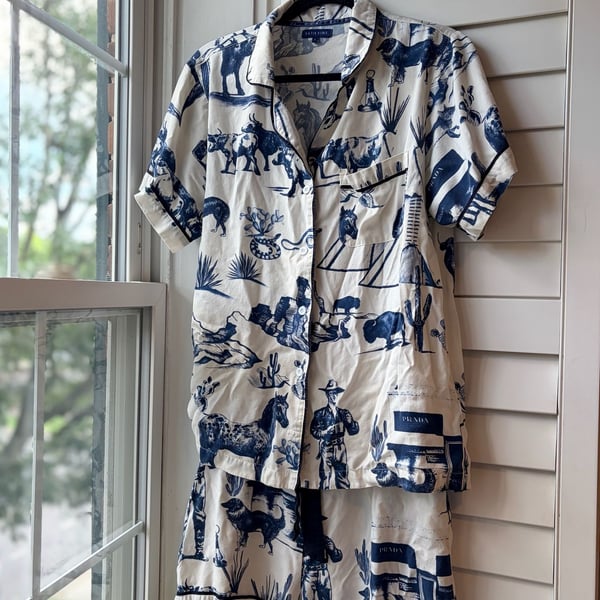 Katie Kime Marfa Toile Shorty Pajama Set SzL