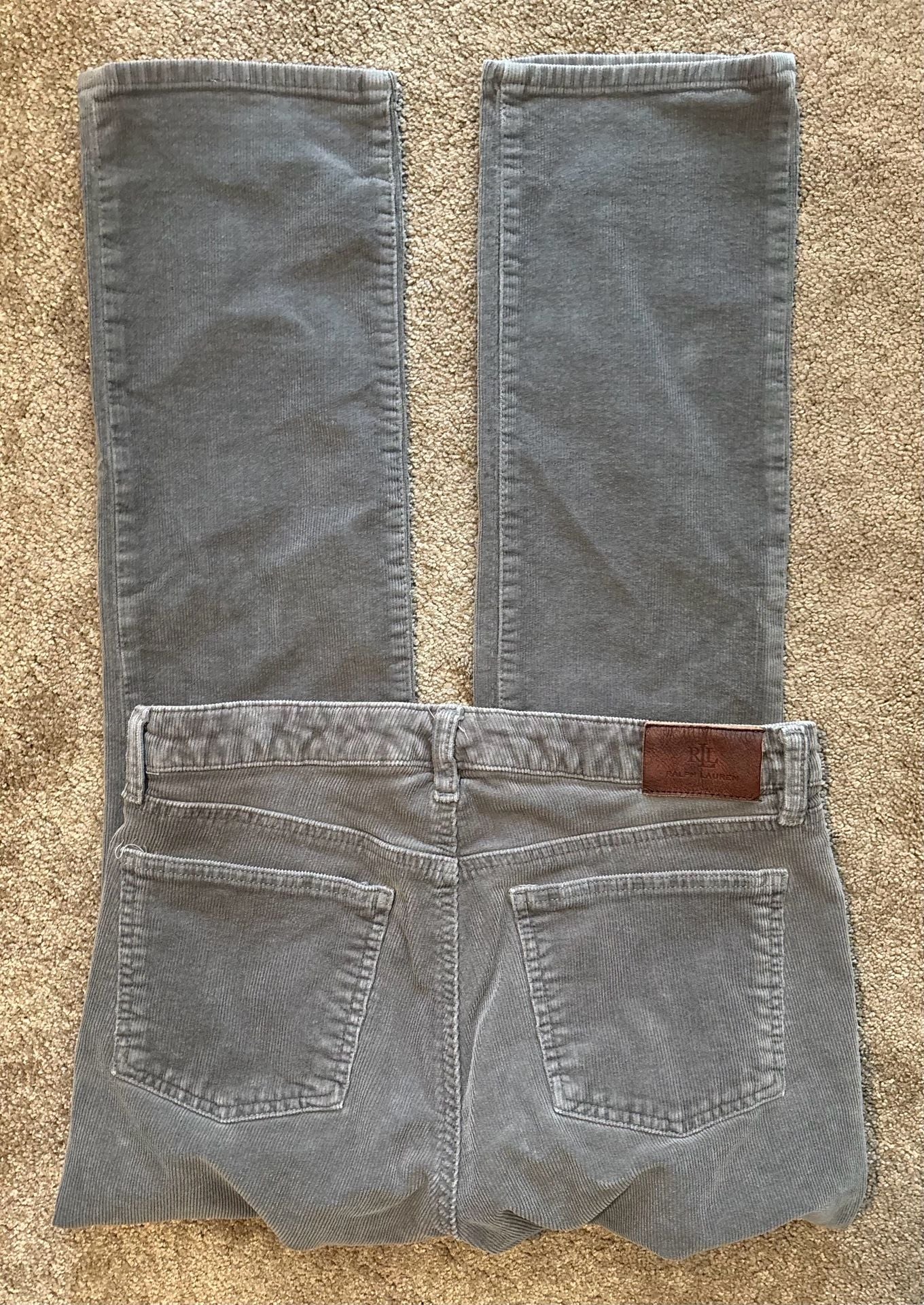 Lauren Ralph Lauren Womens Size 12 Grey Corduroy Preppy Straight Leg Pants 5