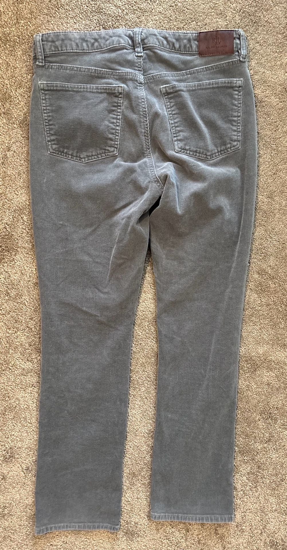 Lauren Ralph Lauren Womens Size 12 Grey Corduroy Preppy Straight Leg Pants 6