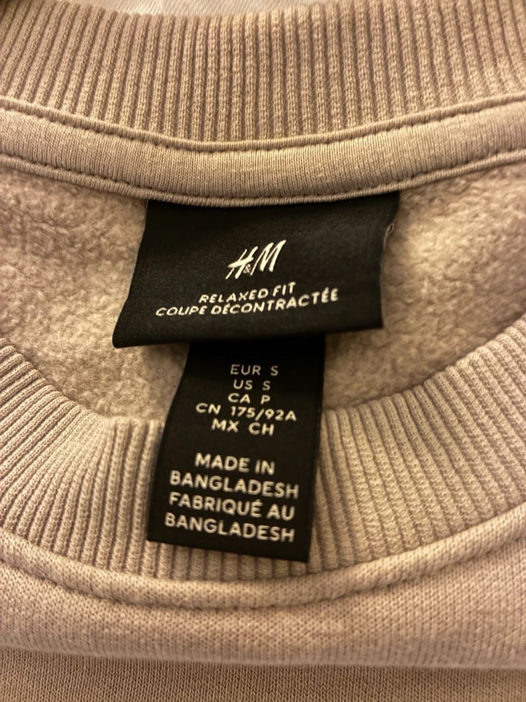 H&M Relaxed Fit Beige Crewneck Sweatshirt Size S 4