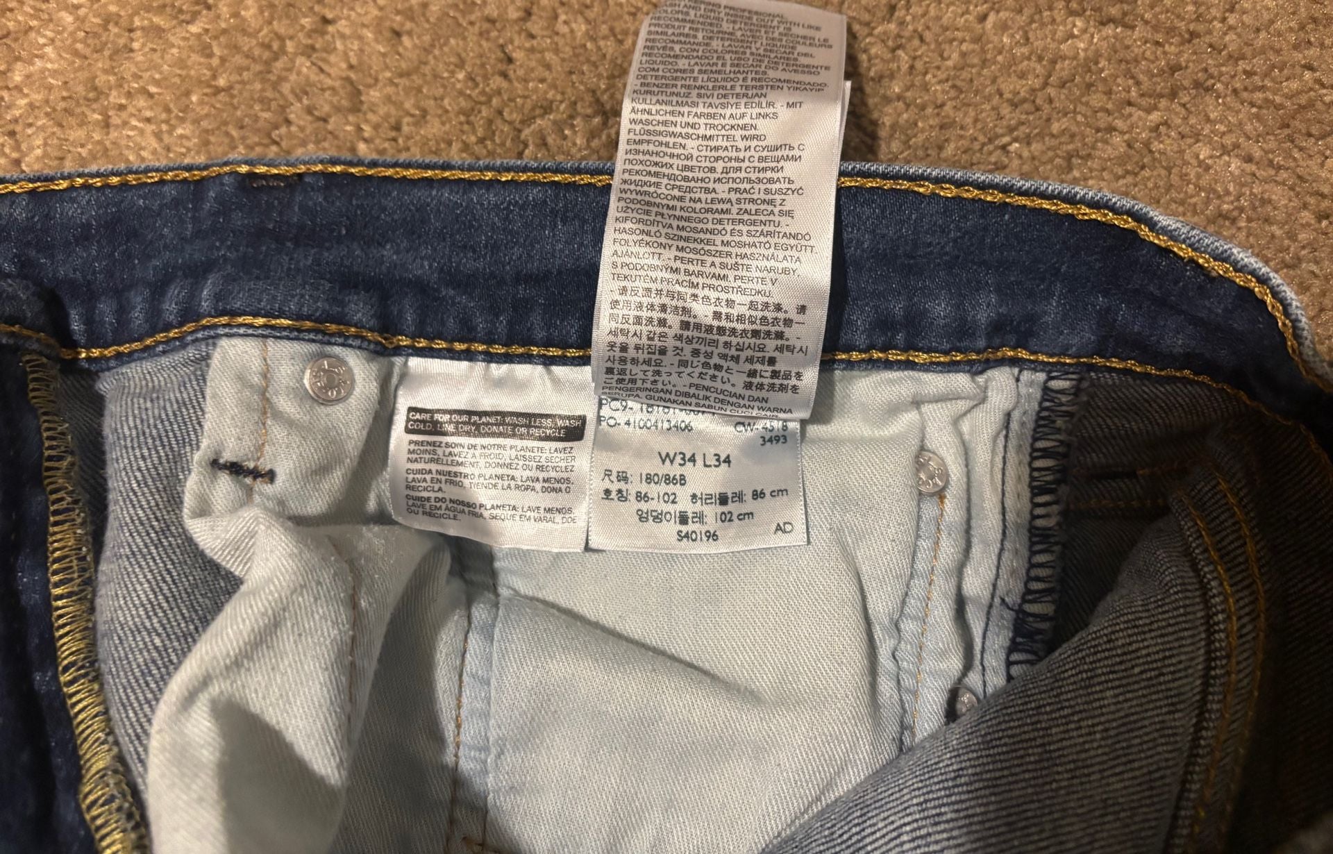 Levi’s 541 Jeans Mens 34x34 Blue Denim Custom Tapered Dark Wash 5