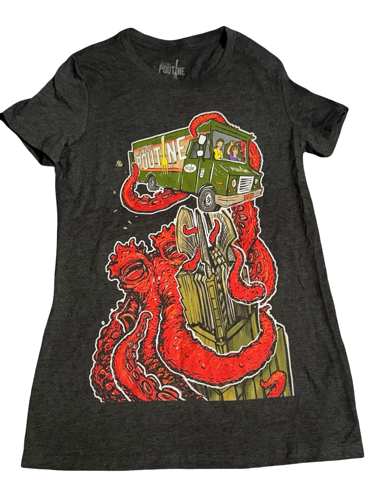 La Pico Poutine Food Truck Graphic T-Shirt Charcoal Heather 2