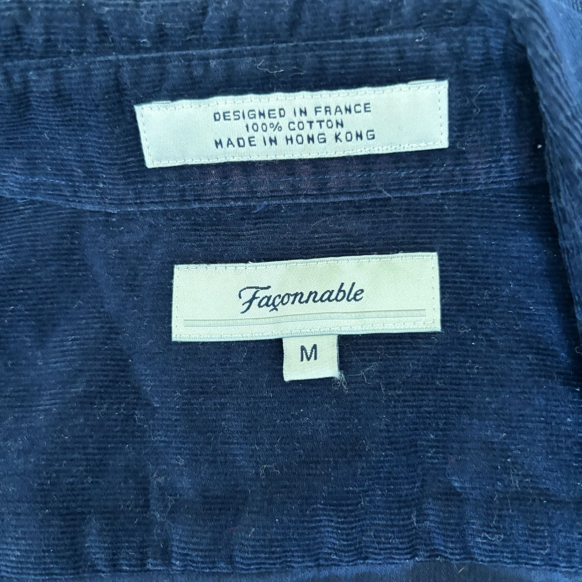 Facconable Women's Navy Blue Corduroy Long Sleeve Button-Up Shirt, Size M. 4