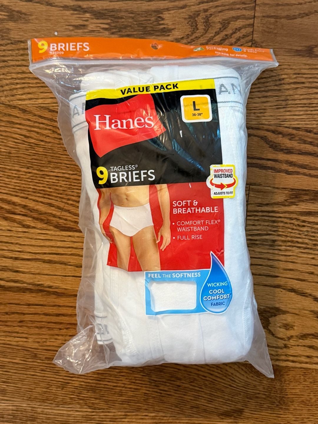 Hanes Men's Tagless Full Rise Briefs 9-Pack White Size L (36-38) 1