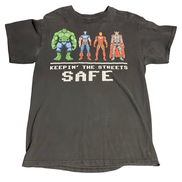 Marvel The Avengers Graphic 8 Bit T Shirt Keepin The Streets Safe