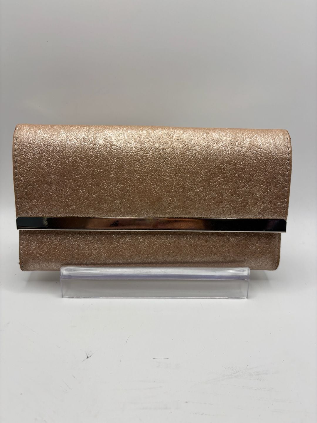 A New Day Rose Gold Sparkly Faux Leather Women's Small Rectangle Snap Clutch 2