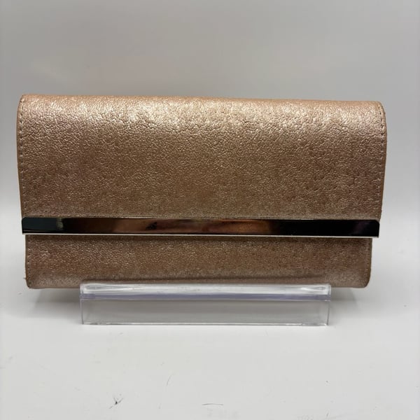 A New Day Rose Gold Sparkly Faux Leather Women's Small Rectangle Snap Clutch