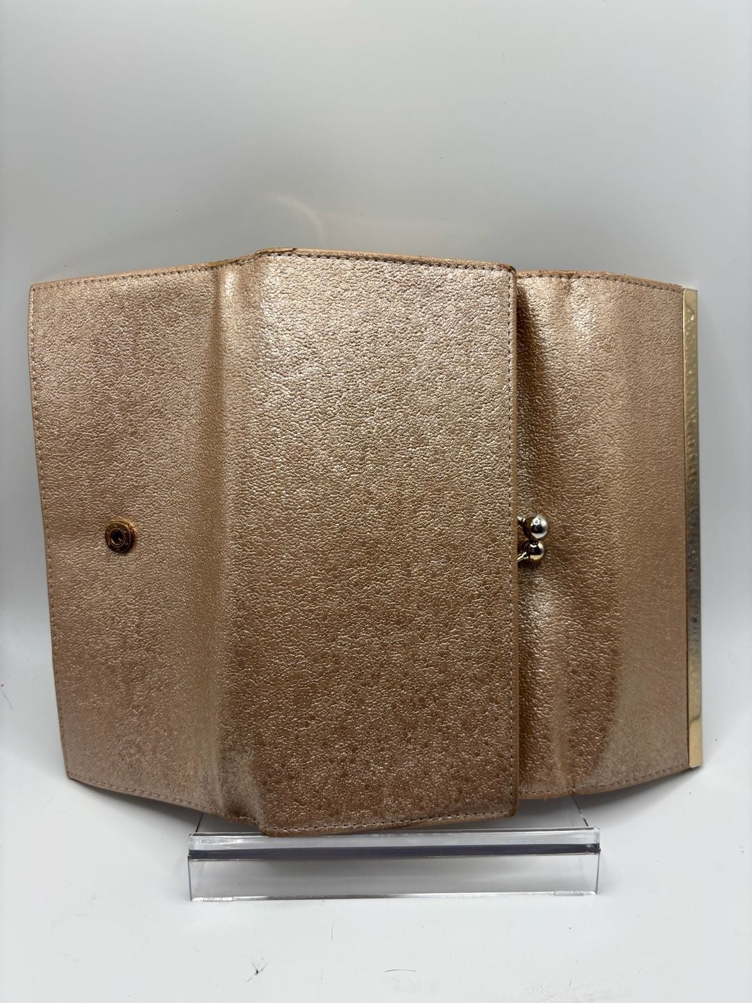 A New Day Rose Gold Sparkly Faux Leather Women's Small Rectangle Snap Clutch 4