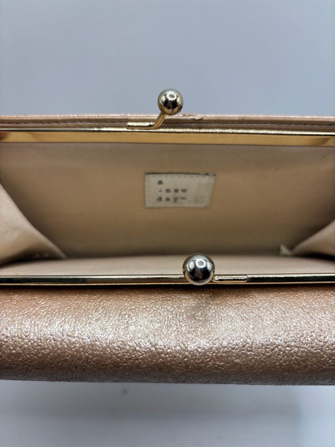 A New Day Rose Gold Sparkly Faux Leather Women's Small Rectangle Snap Clutch 6