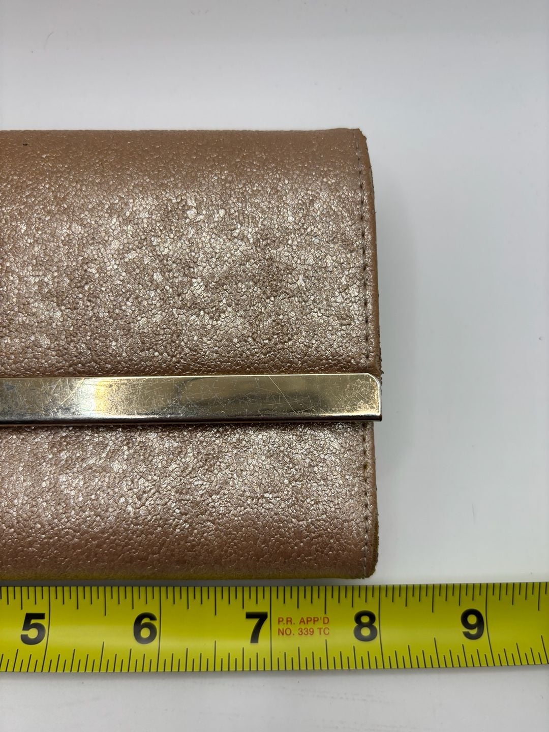 A New Day Rose Gold Sparkly Faux Leather Women's Small Rectangle Snap Clutch 7