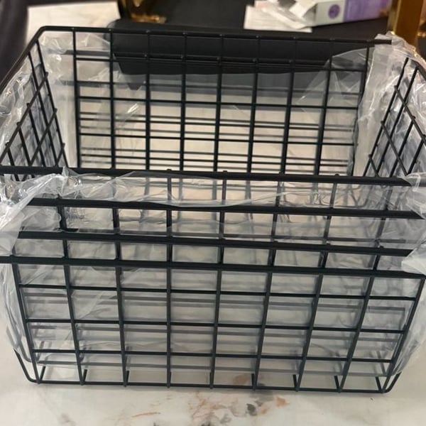 mDesign Metal Wire Food Organizer Basket with Built-In Handles, 2 Pack, Black