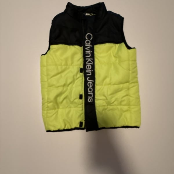 Calvin Klein Jeans Boys Neon Yellow & Black Puffer Vest Size 5