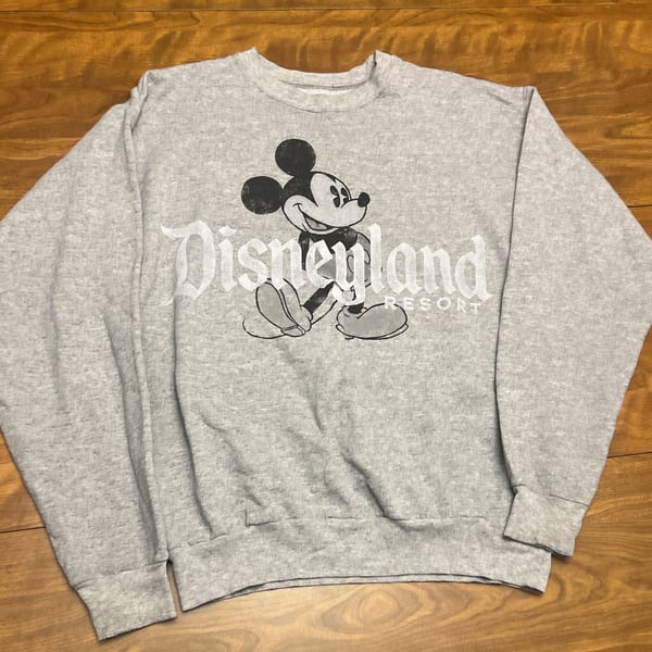 Disneyland Resort Mickey Mouse Gray Crewneck Sweatshirt Hanes Size S
