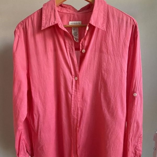 Liz Claiborne Lizsport Pink Cotton Long Sleeve Button-Up Shirt