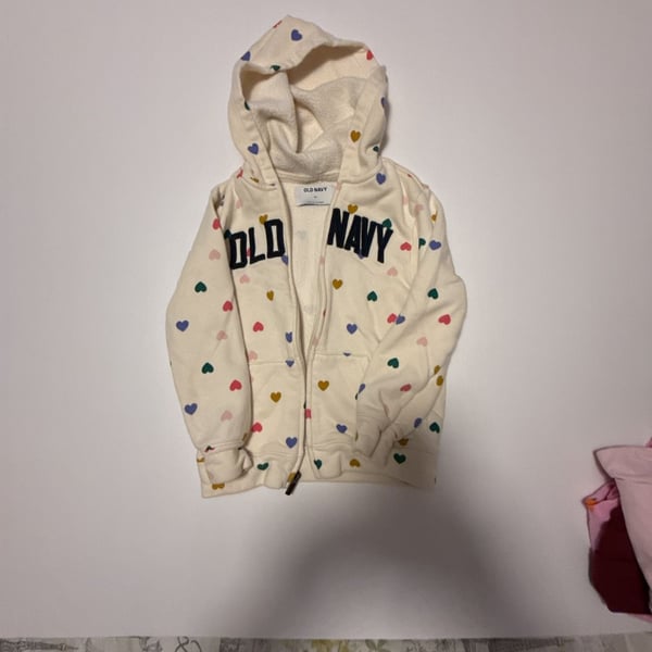 Old Navy Toddler Girls Multi-Heart Print Logo-Graphic Zip-Up Hoodie 5T