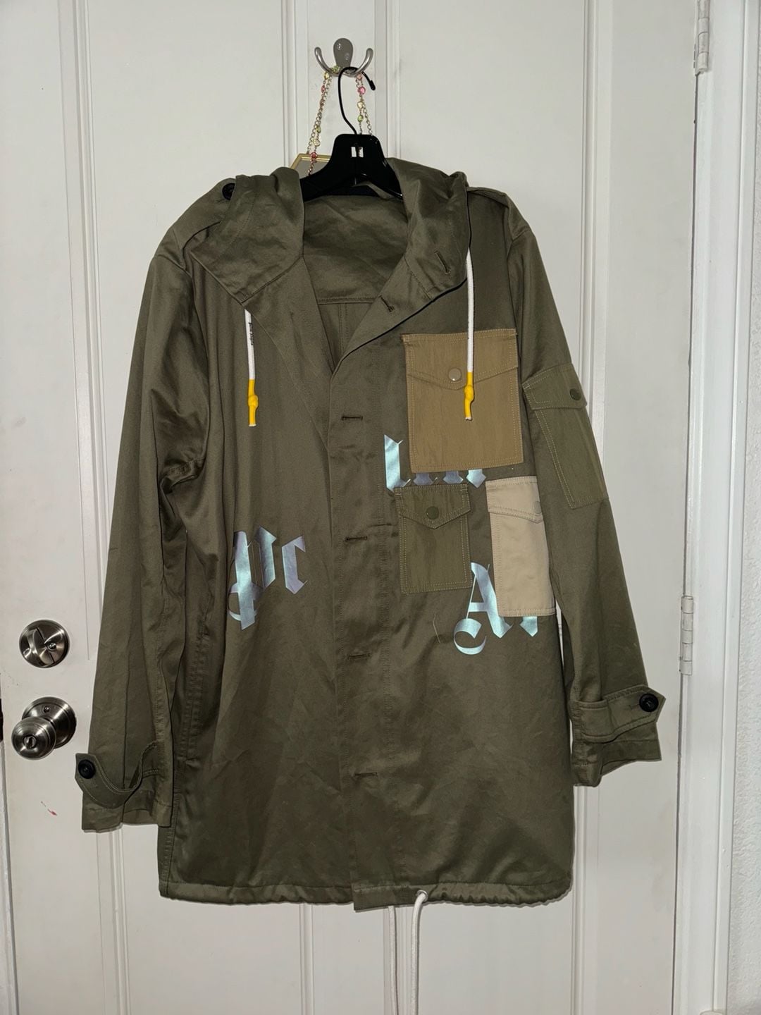 Palm Angels Green Multi-Pocket Hooded Jacket 3