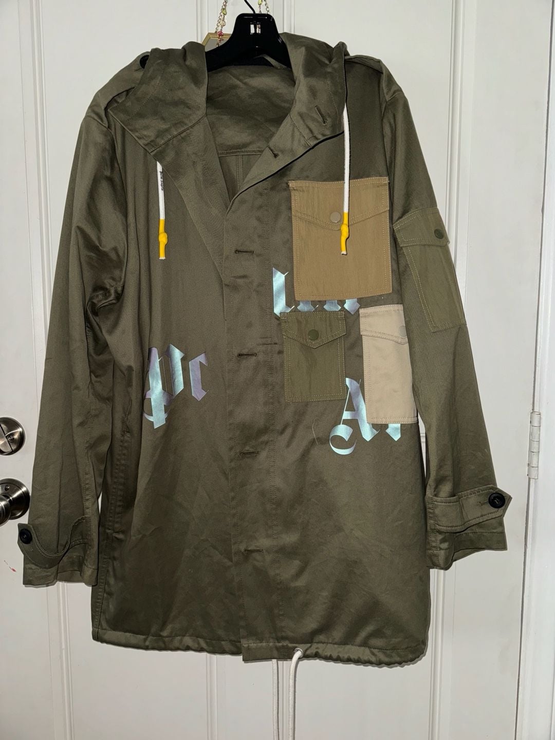 Palm Angels Green Multi-Pocket Hooded Jacket 4