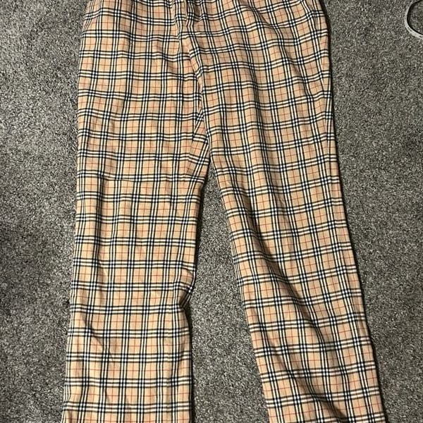 Burberry Nova Check Plaid Trousers, Size 38 (UK 10)