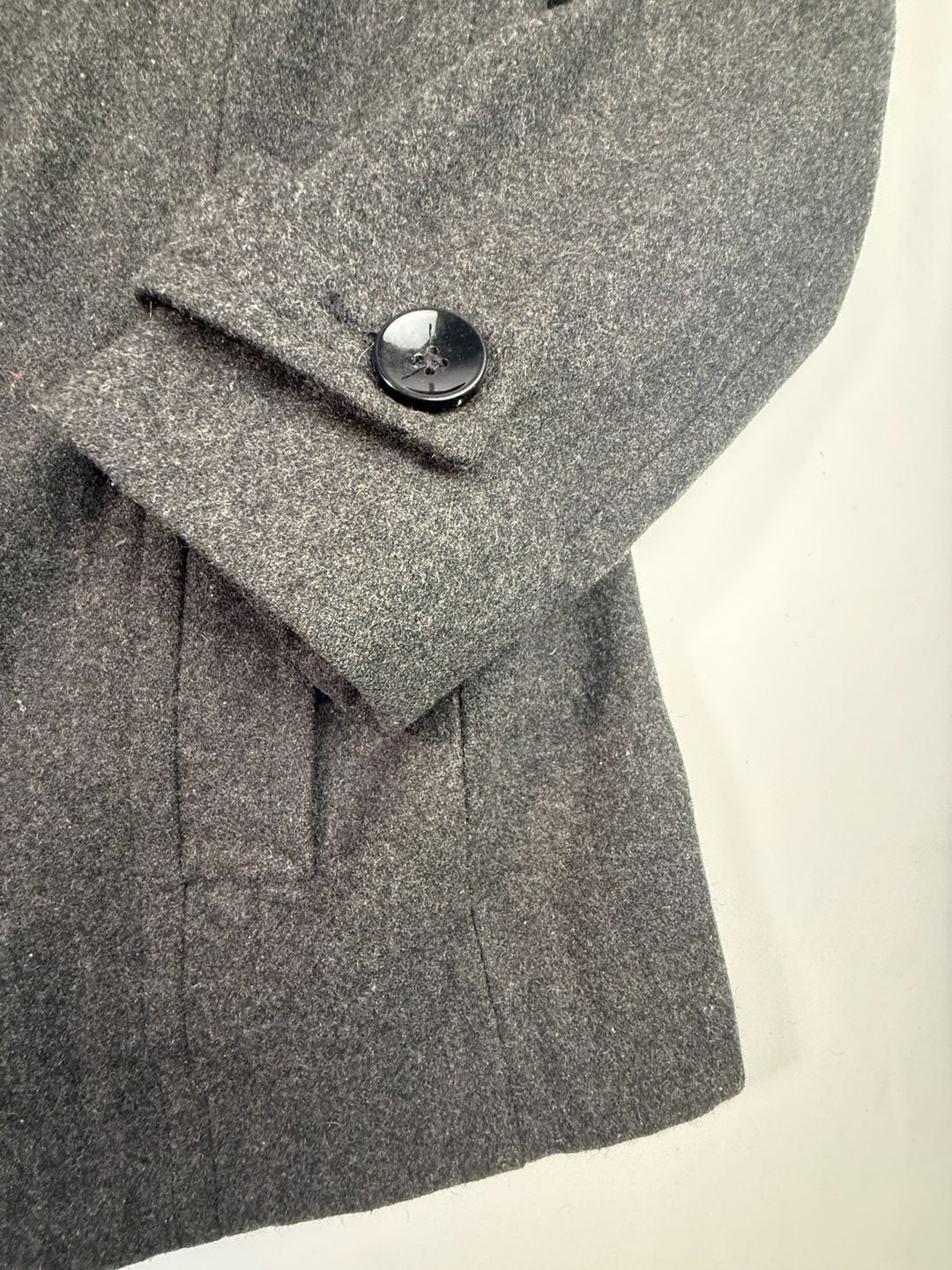Anne Klein AK Wool Blend Gray Pea Coat Jacket Size L 5