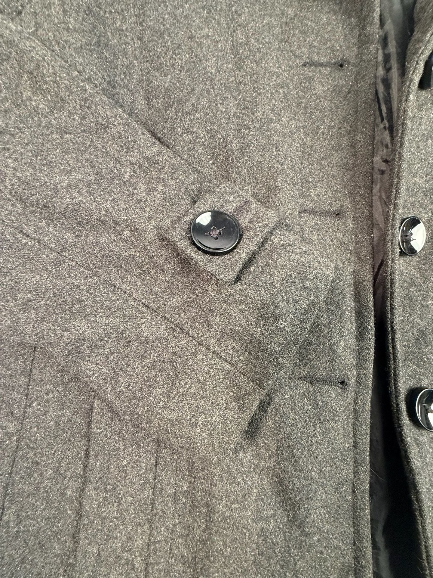 Anne Klein AK Wool Blend Gray Pea Coat Jacket Size L 3