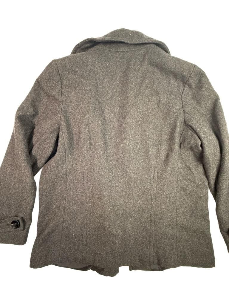 Anne Klein AK Wool Blend Gray Pea Coat Jacket Size L 6