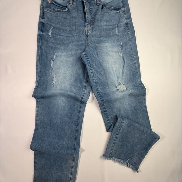 Nicole Miller New York Soho High Rise Ankle Slim Distressed Jeans