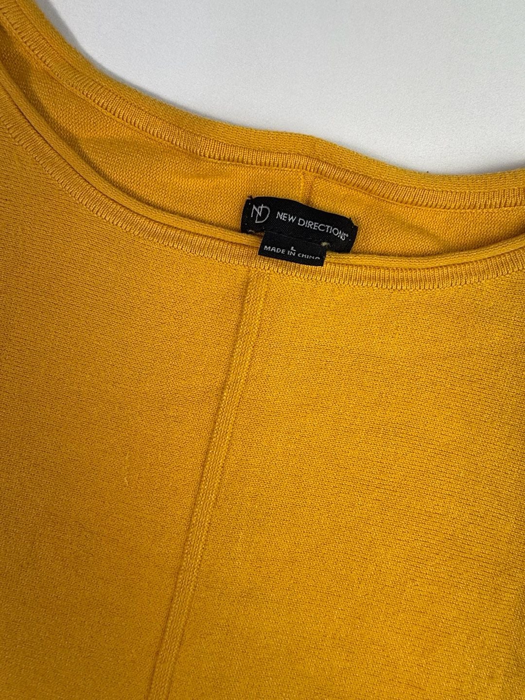 New Directions Mustard Yellow Long Sleeve Knit Tunic Top Size L 3