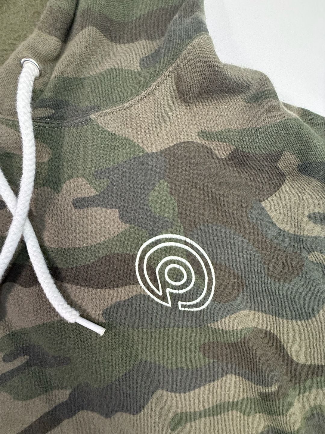 Pure Barre Green Camo Pullover Hoodie Sweatshirt with White Logo 3