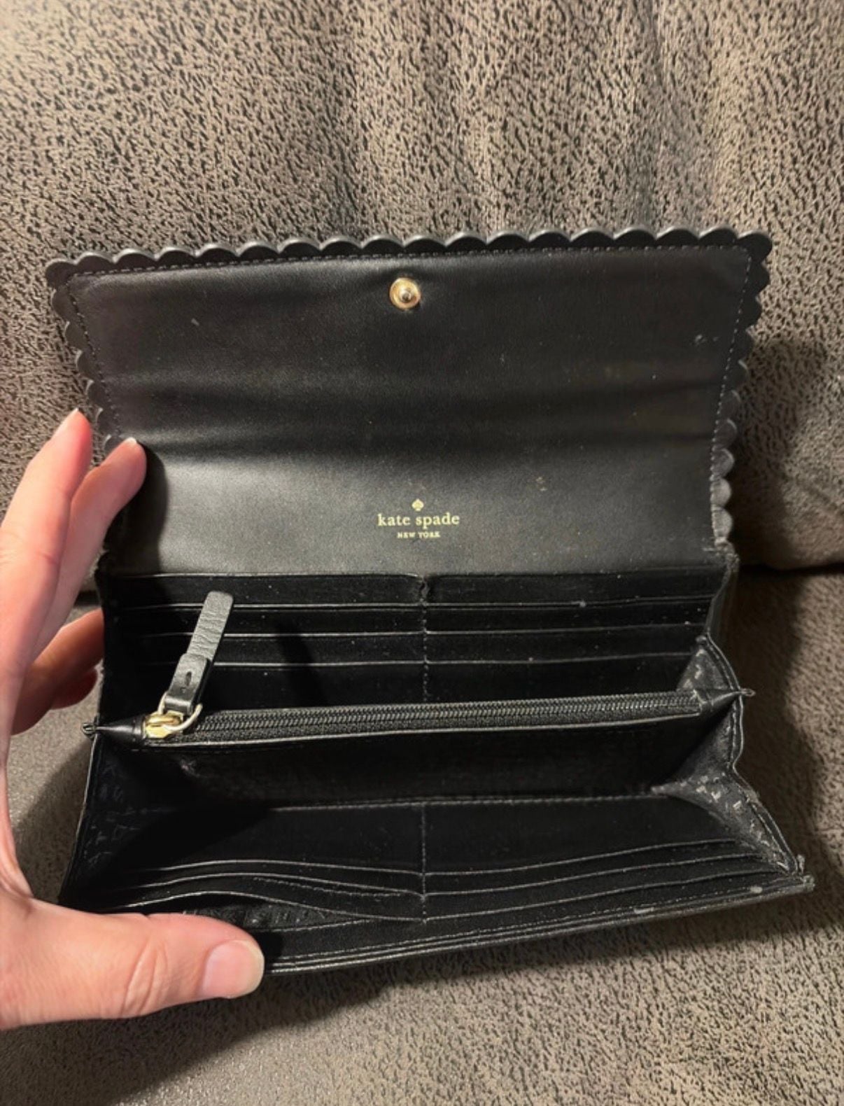 Kate Spade New York Black Leather Scalloped Flap Wallet 3