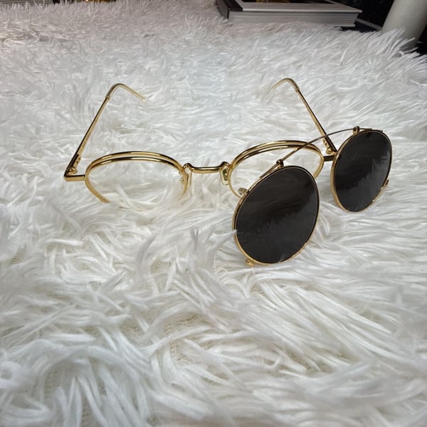 Gentle Monster Dear Classic Gold Round Eyeglasses With Sunclip