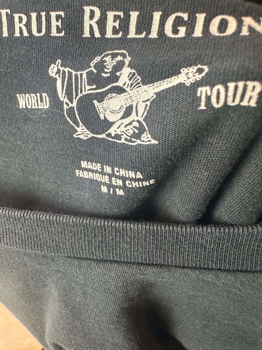 True Religion Buddha Guitar Black Short Sleeve Crew Neck T-Shirt Size M 4
