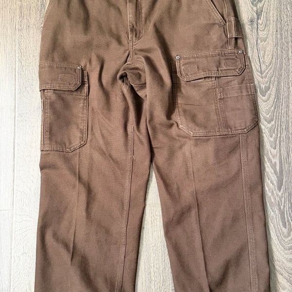 Duluth Trading Co Brown Canvas Cargo Work Pants Men's Size 37x28