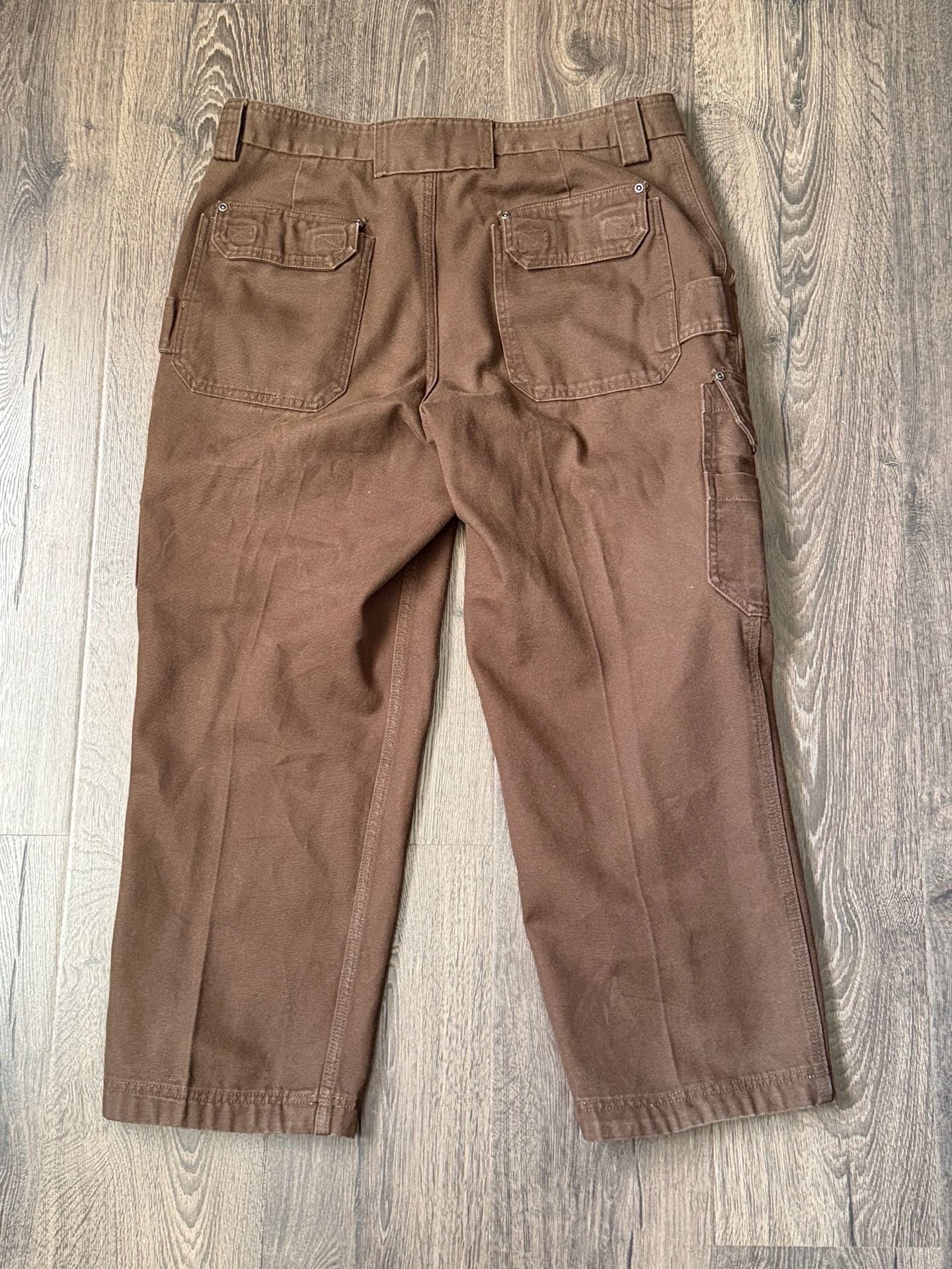 Duluth Trading Co Brown Canvas Cargo Work Pants Men's Size 37x28 8