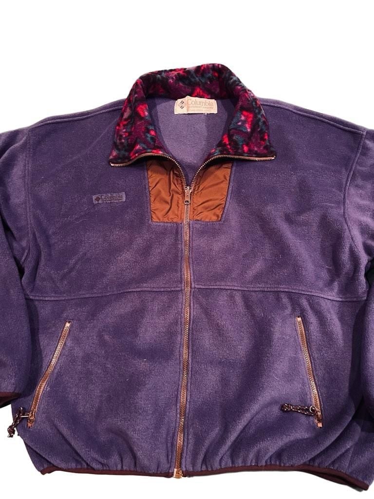Vintage 90s Columbia Purple & Brown Geometric Fleece Full Zip Jacket 4