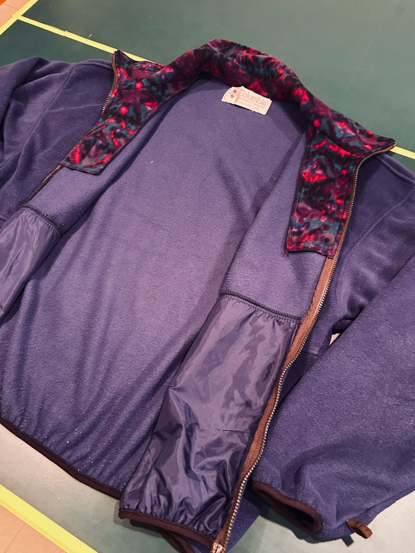 Vintage 90s Columbia Purple & Brown Geometric Fleece Full Zip Jacket 2